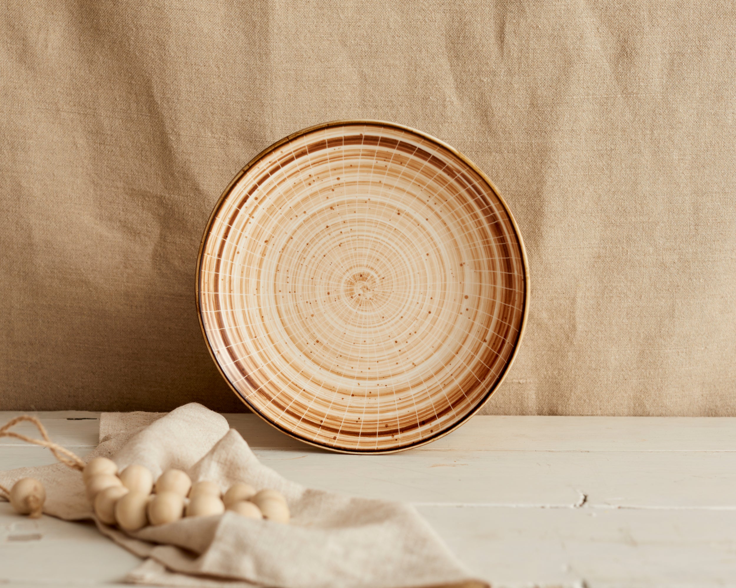 Porcelain Round Starter Plate brown dishwasher and microwave safe. Tableware from What a Host Home Decor